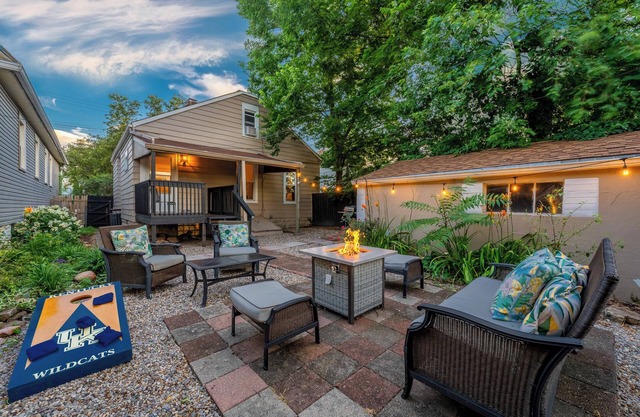 "Oak & Barrel" #1 LOCATION in Louisville. Bourbon & Derby theme. Firepit.