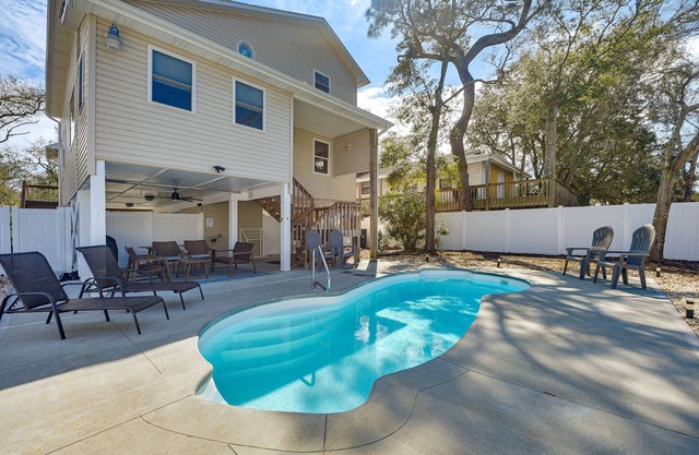 Oak Island Home w/Pool: Walk to Long Beach!