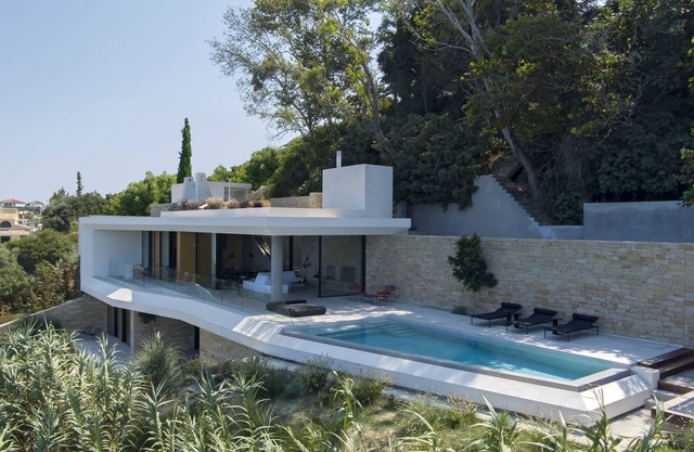 Opsis villas with private beach. Architecture and design.