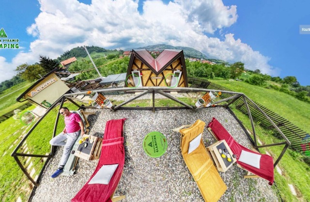 Orange bungalow Bosnian pyramid glamping