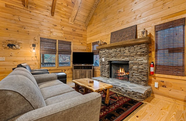 Peaceful dog-friendly cabin with private hot tub, firepit, & deck