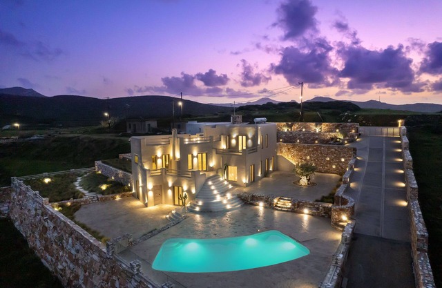 Private Hillside Cycladic Estate with mountain and ocean views olive grove