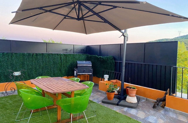 Renovated town house with terrace.