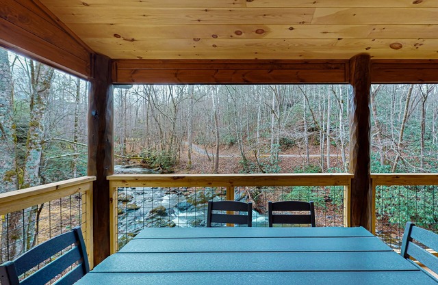 Riverview cabin w/free attraction tickets, hot tub, firepit, arcade & air hockey