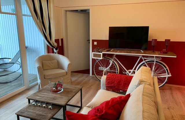 Romatic apartment in the countryside with loggia, sauna area, garden, pond, horses