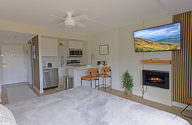 SC 1125: Chic Cozy Studio | Romantic Hideaway with Fireplace Near Ski Lifts