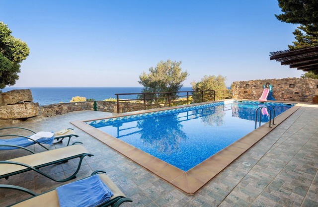 Sea Views Villa Lefkothea w/Private Pool for Families, Children Area & Sea view