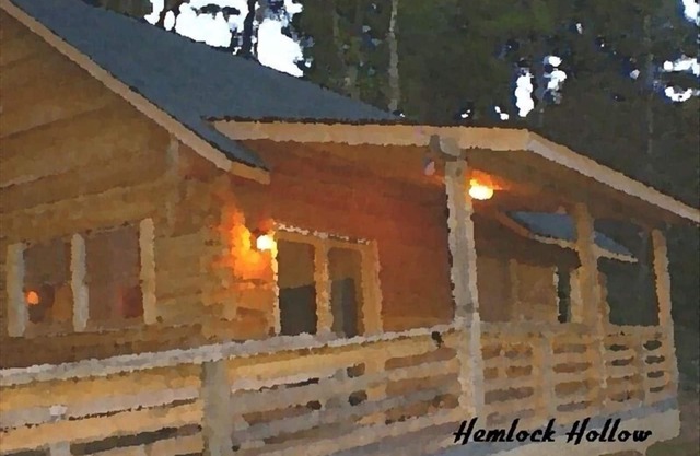 Secluded log cabin, fireplace, wi-fi, hot tub on deck!