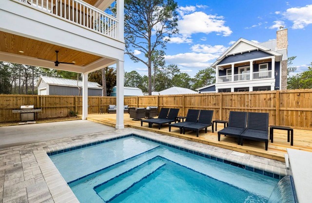Sleeps 34! 2 Homes, Private Pools, Firepit, Golf Cart, Walk to Beach | Seagrove