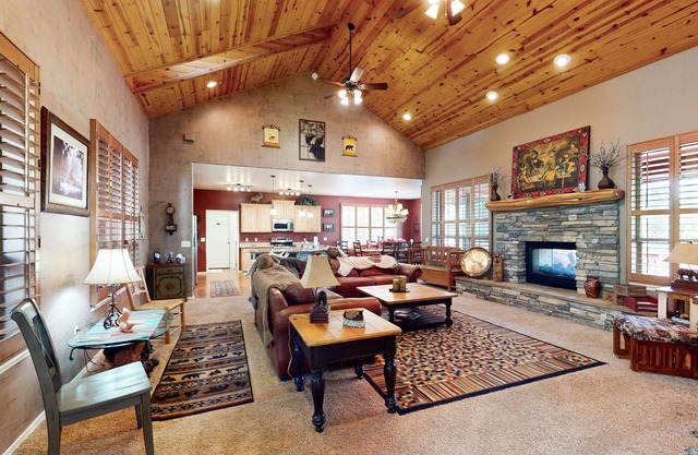 Spacious home with fireplace, multiple patios, balcony & grill