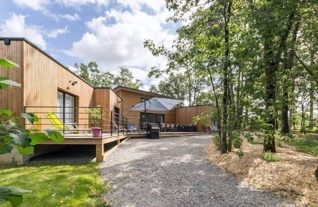 Spacious Modern Wooden House with Large Park, Terrace, and Game Amenities