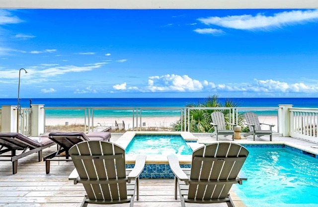 Sunset! Incredible Gulf Front 9Br home sleeps 26 w private pool.