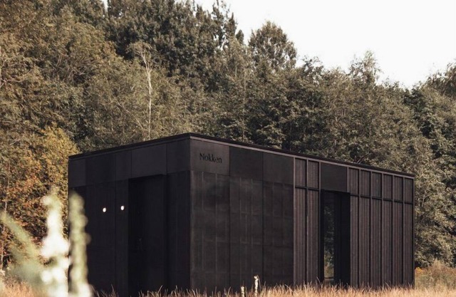 The Nokken Forest Cabin stands on the edge of the forest with unobstructed views over a rolling landscape. This cabin offers a lot of privacy due to its location. The large window is facing west. Enjoy the sunset over an endless cornfield from your b