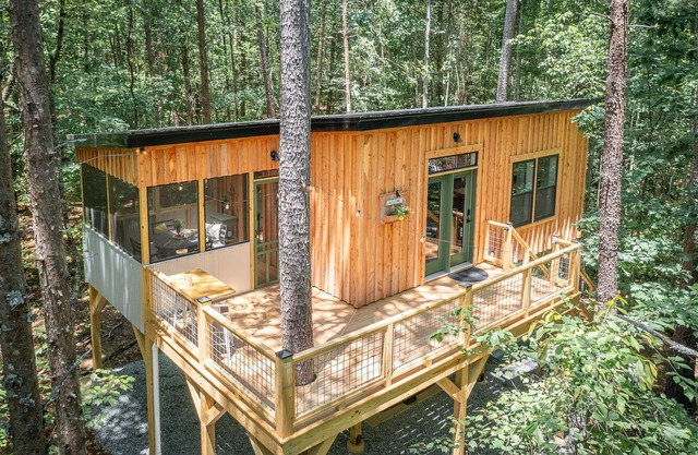 The Perch…a modern storybook treehouse with hot tub
