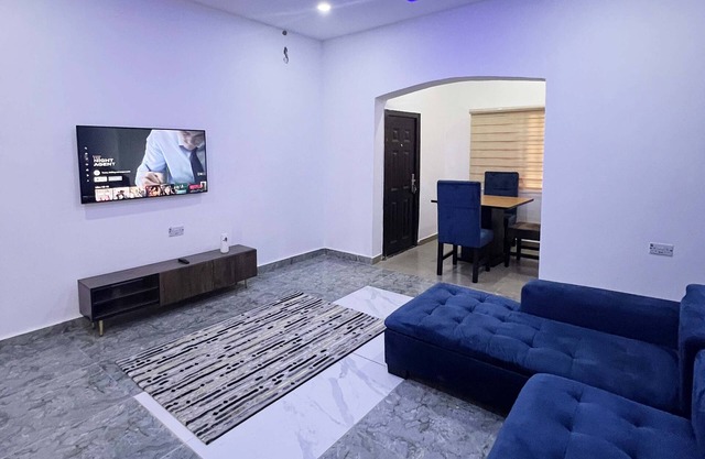 This is a fully furnished and well-equipped two-bedroom serviced apartment.