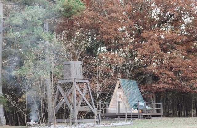 Two cozy pods with water tower and UTV rentals