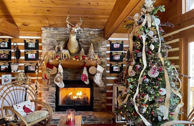 WATERFRONT LOG HOME FOR FAMILY CHRISTMAS! HOT TUB/FIREPLACES/LARGE DECK/FIRE PIT