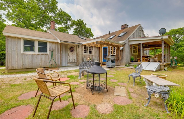 Yard & Fire Pit: Unique Cape Cod Home in Brewster