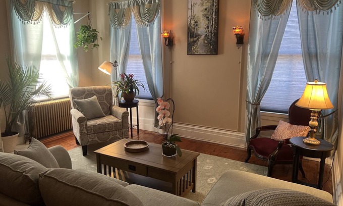 Poughkeepsie Apartment | 1 Br Private Victorian Apt in Convenient City Location on Half Acre Sleeps 4