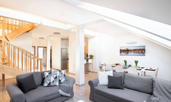 Vinohrady Apartment | 150m² 4BR Duplex Near Metro & Prague Center