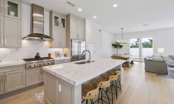 Del Obispo House | 2-story home near the beach with rooftop terrace, hot tub, pool, streaming, W/D