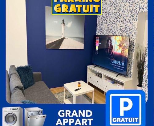 Centre Ville Apartment | 24 CHIC & COSY GRAND APPART 88m2 PARKING GRATUIT HYPERCENTRE NETFLIX