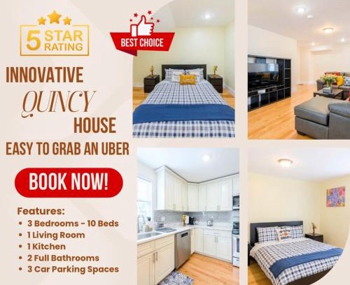 Quincy Apartment | 37 - 3BR Quincy - Cozy Townhouse near Adams Park