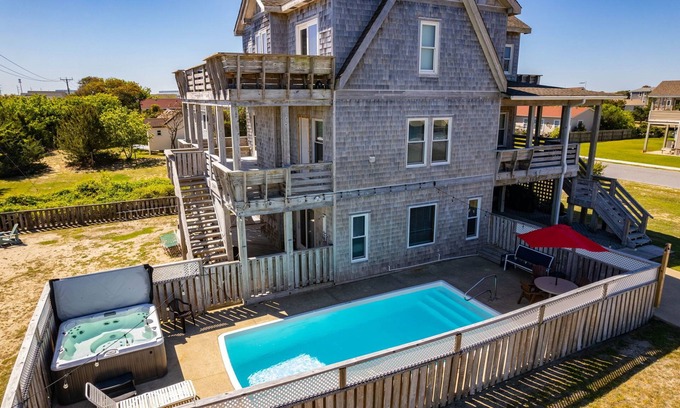 Nags Head House | 5 minute walk to ocean with opt heated pool, hot tub,game rm & tons of amenities