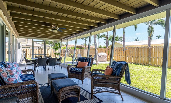 Fort Myers House | 5027 Stylish Retro 3BR: Screened Patio, Outdoor Grill