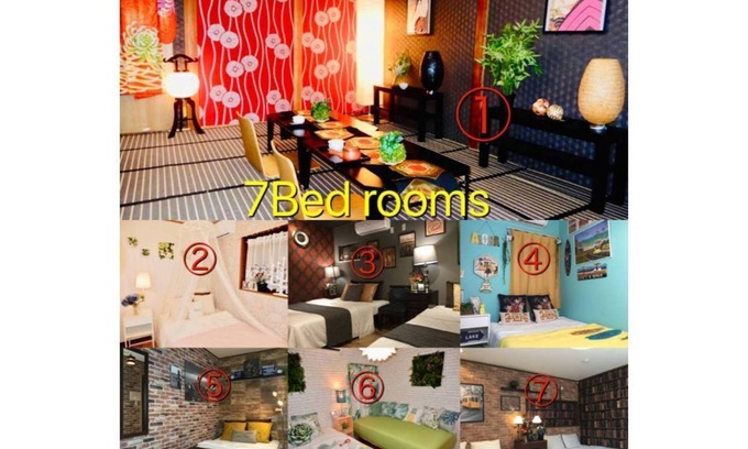 Taisho-ku House | ( 6) 22 people can be accommodated / Close to Kyocera Dome / 5 min. to Dotonbori / 2 min. to the nearest station / 7 bedrooms, 1 building for rent! All rooms have different concepts and are fun to stay in.