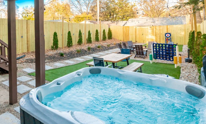 Bonnycastle House | 6BR Retreat w/Game Room Epic Yard Hot Tub Fire Pit