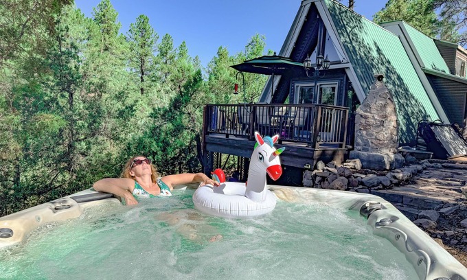 Whispering Pines Cabin | A-Frame On The Rocks. Hot Tub. Payson. Waterwheel.