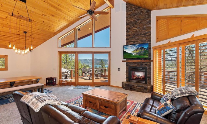 Fawnskin Cabin | A Heavenly View by Destination Big Bear : Million Dollar View in this Beautifully Remodeled Custom Home in North Shore! Lake Views! Game Table! Pet Friendly!
