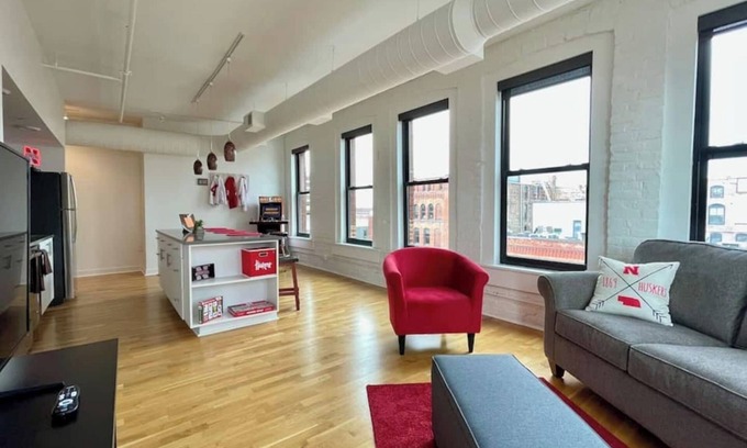Southeast Omaha Apartment | A historic Husker themed, 1,300 square foot loft in the heart of the Old Market