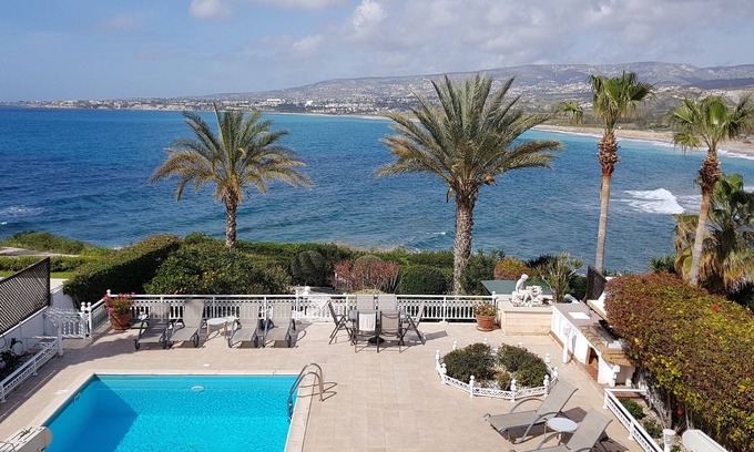 Kissonerga Villa | A luxury detached seafront villa with heated swimming pool & stunning views