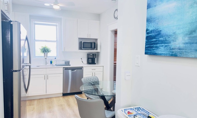 Ventnor City Condo | ACROSS from Ventnor BEACH BLOCK! 2 bd -and 2 ba unit - 8th house from beach.