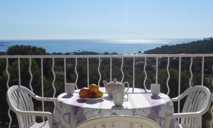 Le Dramont Apartment | AGAY, Cap Esterel: magnificent sea view, south-facing terrace, pool access, parking