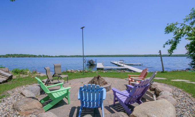 Alexandria Cabin | Amazing lake home on level lot with loft above garage paddle boat