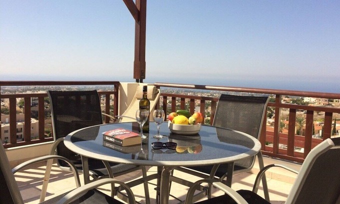 Peyia Town Apartment | Amazing panoramic ocean views, large sunny terrace.