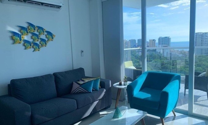 Santa Marta Apartment | Apartment Luxury+Sauna+Gym+AC+WiFi+Sea View@ Santa Marta