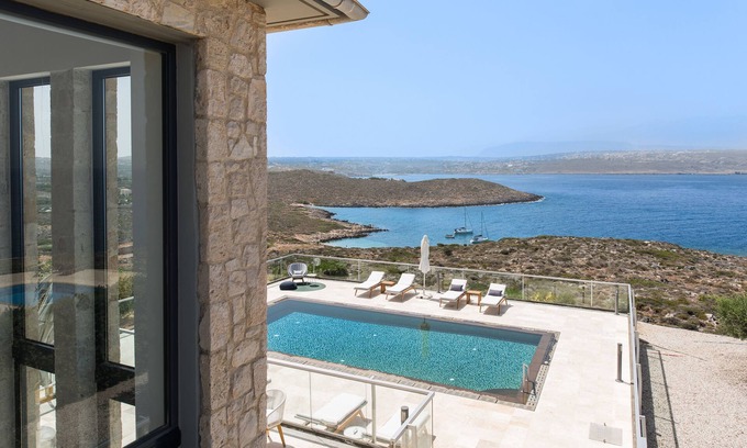 Tersanas Villa | AQUAMARINE Seafront VILLA 1 – Luxury Full Panoramic SeaView &Private Pool&Tennis