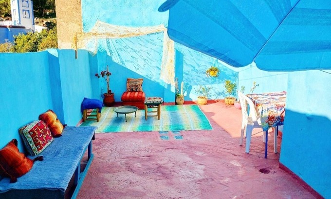 Chefchaouen House | Artistic traditional Riad at the gate of the medina,panoramic mountains terrace