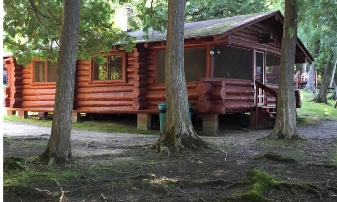 Northome Cabin | Authentic Log Cabin Pet Friendly Island Lake Northshore Bay Resort