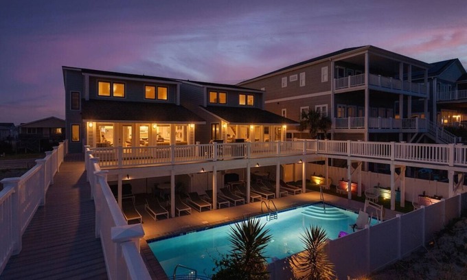Ocean Isle Beach House | Beachfront, Heated POOL, Golf Cart & EV Charging