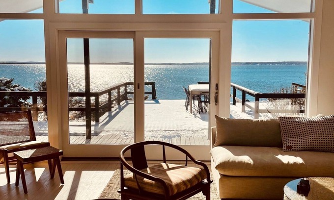 Orient House | Beachfront Heated Pool Hot Tub Orient Village Modern Dream Home