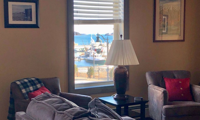 Eastport Condo | Beautiful 2BR loft with views of bay and Eastport harbor activity.