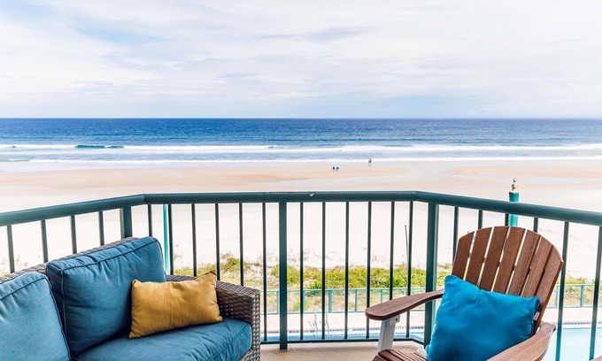 Ponce Inlet Condo | Beautiful beach and property with lots of room in our corner unit.