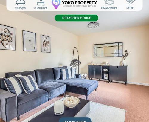 Upton House | Beautiful Detached House with Driveway Parking, Study Room, Spacious Garden, Smart TVs and Fast Wifi by Yoko Property