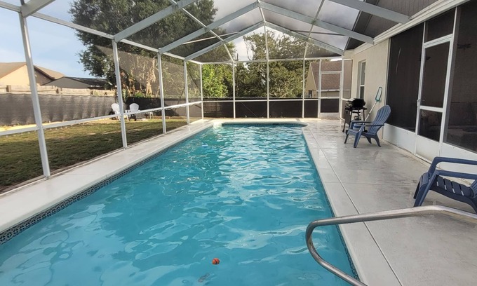 Lake Wales House | Beautiful Home with 36' Screened Pool, Fenced Yard & Cozy Fire Pit!