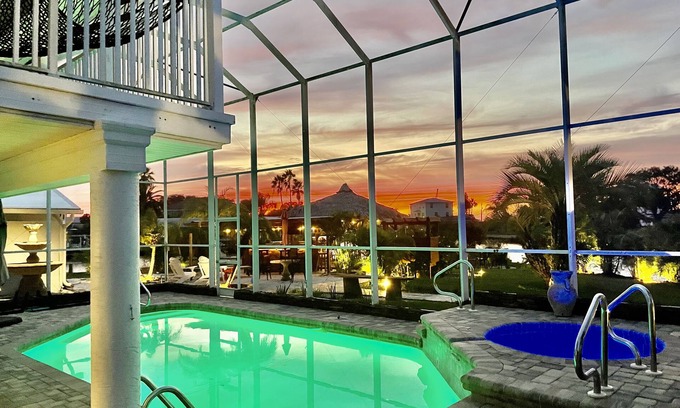 Spring Hill House | Best Direct Gulf Access. Waterfront Paradise, Private Beach, Heated Pool and Spa